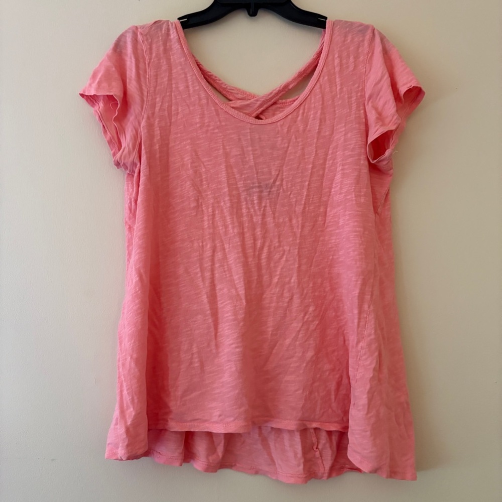 Anthropologie Left of Centre Coral Crisscross Back Tunic Top M